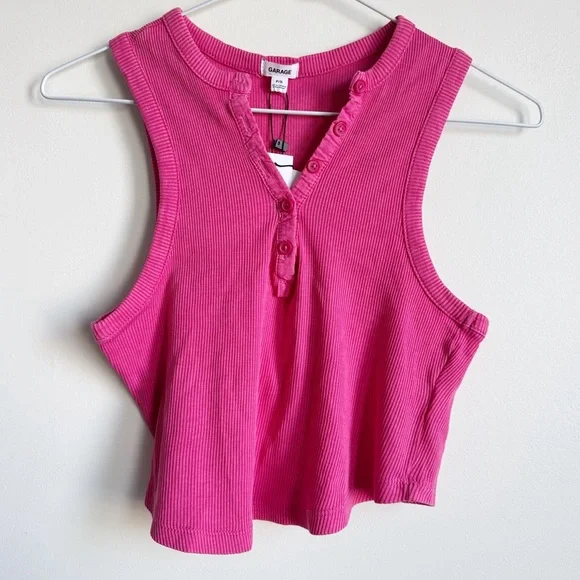 GARAGE | Ribbed Henley Tank - Picture 1 of 5